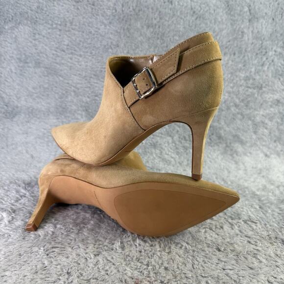 Vince Camuto Kreitha Tan Ankle Boots Women's Size 9 Stiletto Assymetrical Bootie - Picture 3 of 10